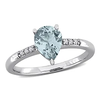 JULIANNA B 14K White Gold Aquamarine & Diamond Engagement Ring