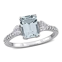 Julianna B 14K White Gold Aquamarine & Diamond Engagement Ring