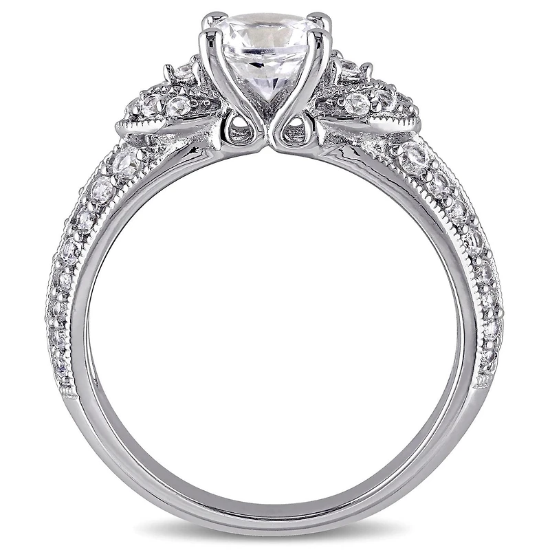 JULIANNA B Sterling Silver Created White Sapphire Engagement Ring