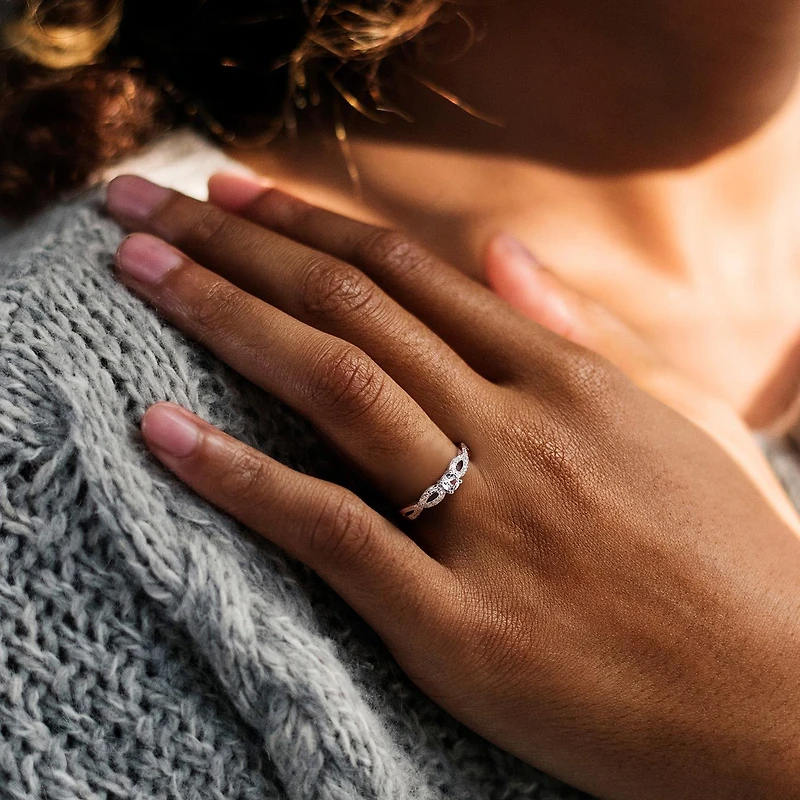 JULIANNA B 10K White Gold Created Sapphire & Diamond Ring