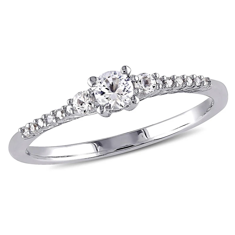 Julianna B Sterling Silver Created White Sapphire & Diamond Ring