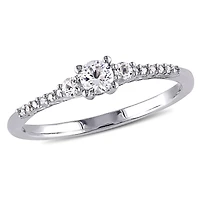 Julianna B Sterling Silver Created White Sapphire & Diamond Ring