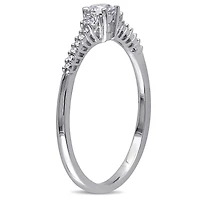 Julianna B Sterling Silver Created White Sapphire & Diamond Ring