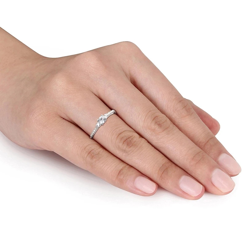 Julianna B Sterling Silver Created White Sapphire & Diamond Ring