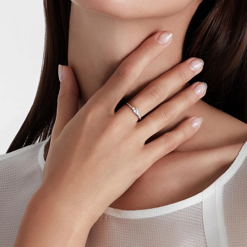 Julianna B Sterling Silver Created White Sapphire & Diamond Ring