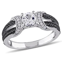 JULIANNA B Sterling Silver Created White Sapphire, Black & Diamond Ring