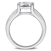 Julianna B Sterling Silver Created White Sapphire & Black Diamond Ring