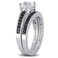 JULIANNA B Sterling Silver Created White Sapphire & Black Diamond Bridal Set