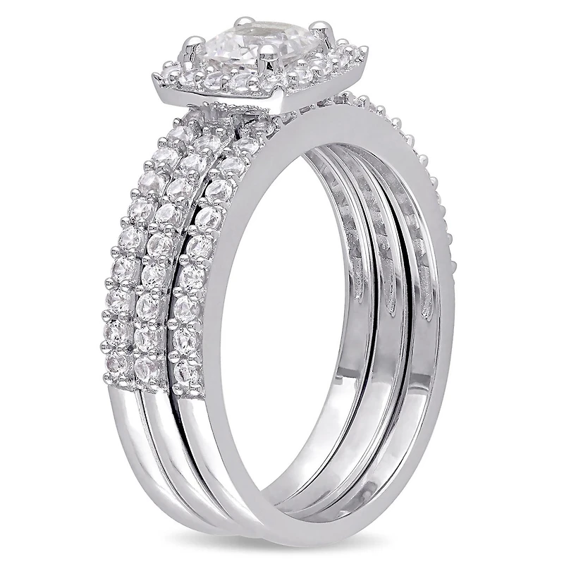 JULIANNA B Sterling Silver Created White Sapphire Bridal Set