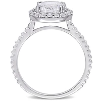 Julianna B Sterling Silver Created White Sapphire Halo Ring