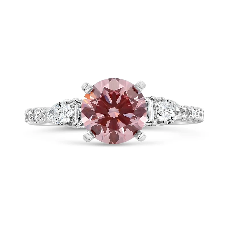 New Brilliance Lab Grown 2.00CTW Pink & White Diamond Ring in 14K White Gold