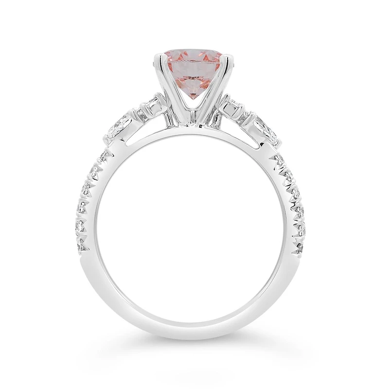 New Brilliance Lab Grown 2.00CTW Pink & White Diamond Ring in 14K White Gold