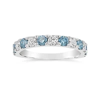 New Brilliance Lab Grown 1.00CTW White & Blue Diamond Band in 14K White Gold