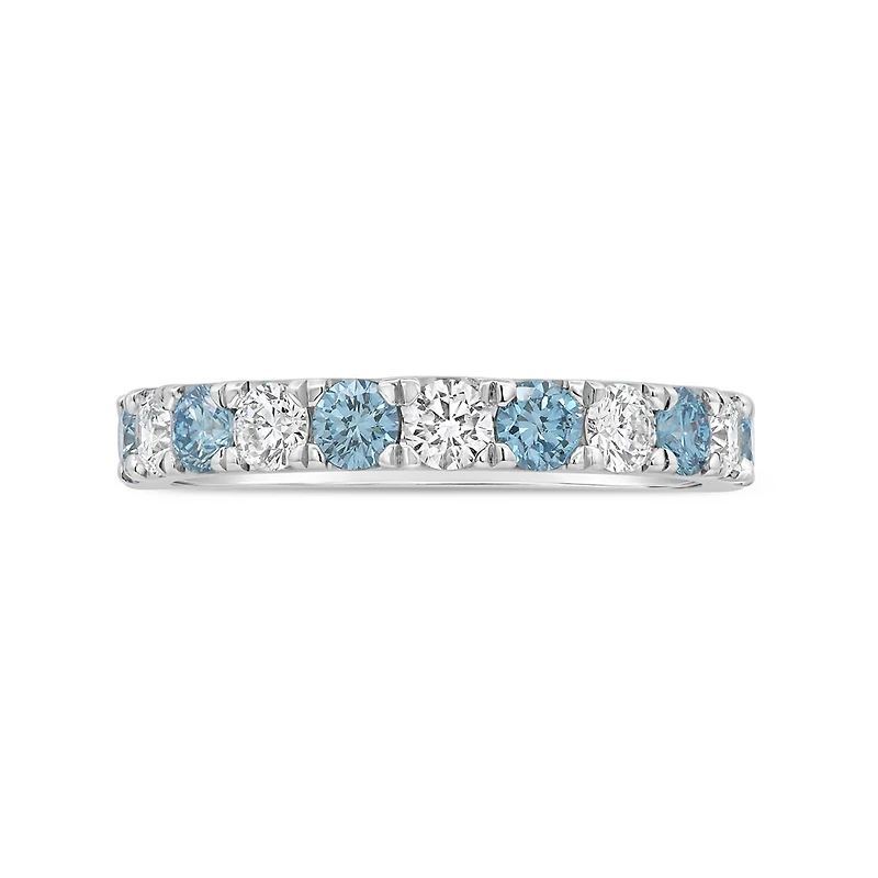New Brilliance Lab Grown 1.00CTW White & Blue Diamond Band in 14K White Gold