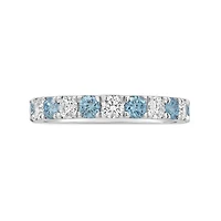 New Brilliance Lab Grown 1.00CTW White & Blue Diamond Band in 14K White Gold