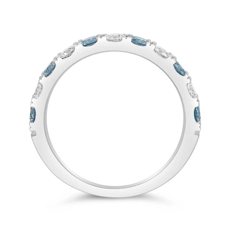 New Brilliance Lab Grown 1.00CTW White & Blue Diamond Band in 14K White Gold