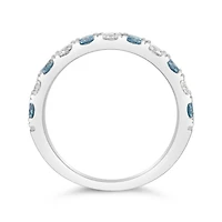 New Brilliance Lab Grown 1.00CTW White & Blue Diamond Band in 14K White Gold