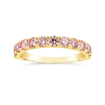 New Brilliance Lab Grown 1.00CTW Pink Diamond Band in 14K Yellow Gold
