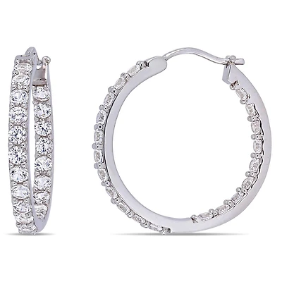 Julianna B Sterling Silver Created White Sapphire Inside Out Hoop