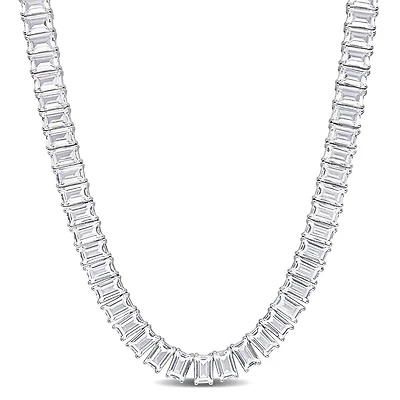 Julianna B Sterling Silver Created White Sapphire 18" Necklace