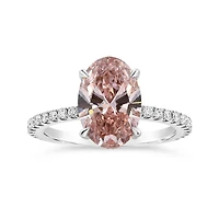 New Brilliance Lab Grown 3.46CTW Pink & White Diamond Ring in 14K White Gold