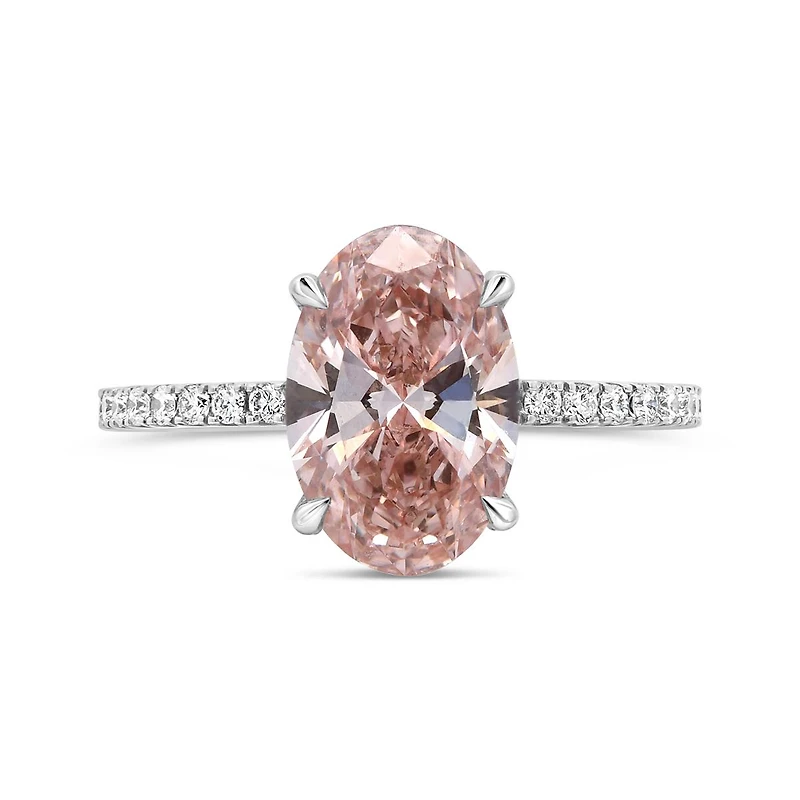 New Brilliance Lab Grown 3.46CTW Pink & White Diamond Ring in 14K White Gold