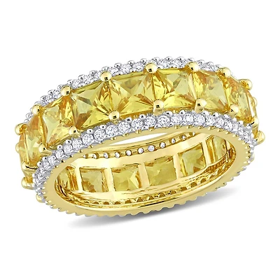 JULIANNA B 14K Yellow Gold Sapphire & Diamond Eternity Ring