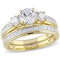 JULIANNA B Yellow Plated Sterling Silver Cubic Zirconia Bridal Set