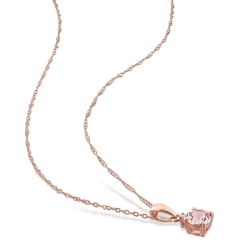 Julianna B 10K Rose Gold Morganite & Diamond Earring Pendant Set