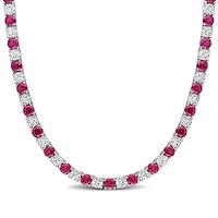 Julianna B Sterling Silver Created Ruby & Created White Sapphire Necklace 17