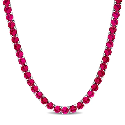Julianna B Sterling Silver Created Ruby 17" Necklace