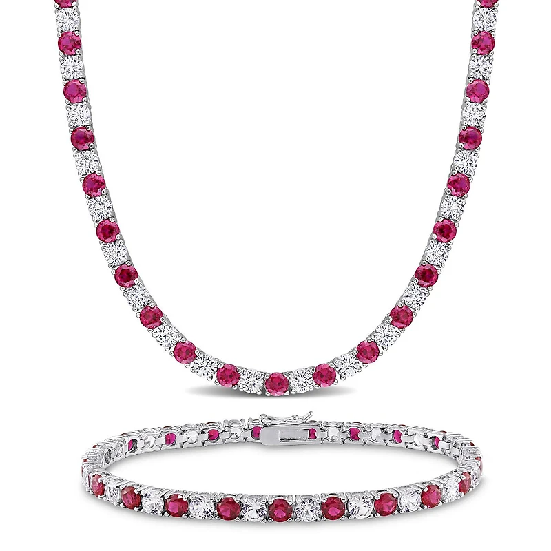 Julianna B Sterling Silver Created Ruby & Created White Sapphire Set
