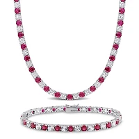 Julianna B Sterling Silver Created Ruby & Created White Sapphire Set