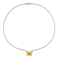 Julianna B Yellow Plated Sterling Silver Created Ruby Butterfly 17" Pendant