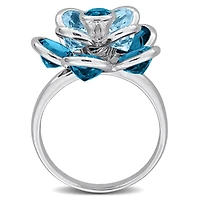 JULIANNA B Sterling Silver London Blue & Sky Topaz Flower Ring