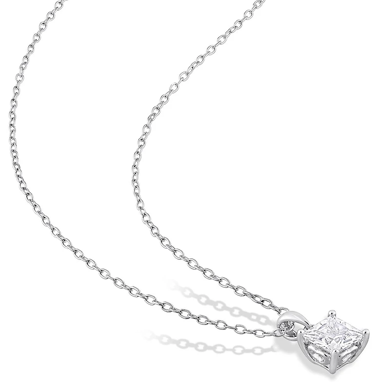 Julianna B Sterling Silver Created White Sapphire Earrings 18" Pendant Set