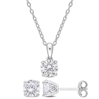 Julianna B Sterling Silver Created White Sapphire Earrings Pendant Set