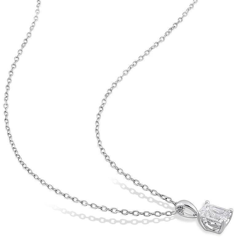 Julianna B Sterling Silver Created White Sapphire Earring & 18" Pendant Set