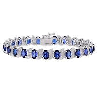 Julianna B Sterling Silver Created Sapphire & Diamond Bracelet