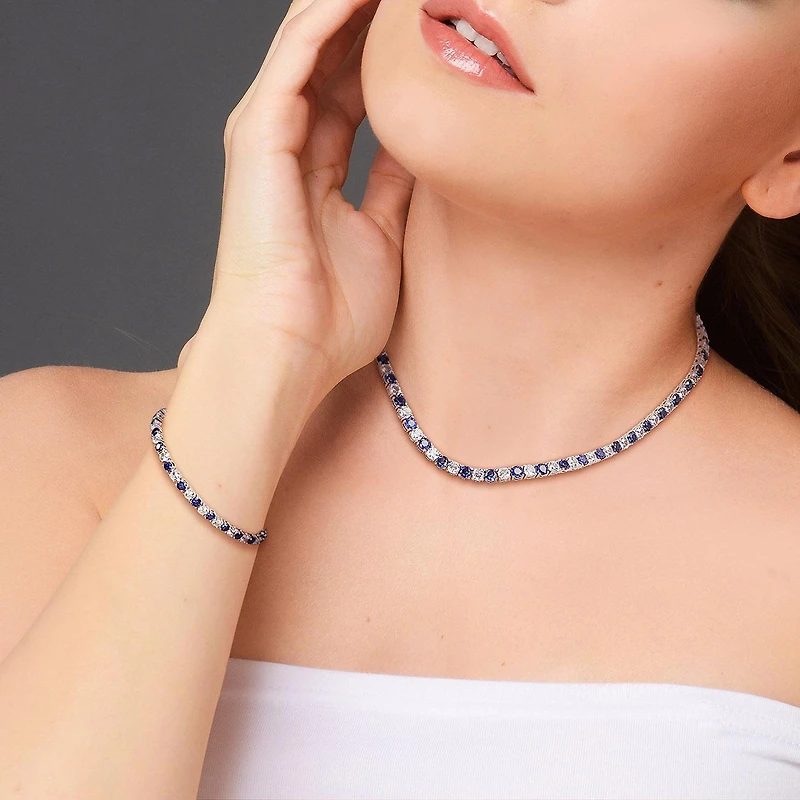 Julianna B Sterling Silver Created Blue & Created White Sapphire Set