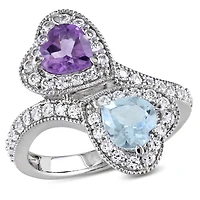 JULIANNA B Sterling Silver Amethyst Blue Topaz Created White Sapphire Ring