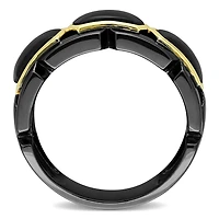 JULIANNA B Men's Yellow Plated & Black Rhodium Sterling Silver Onyx Ring