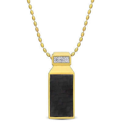Julianna B Yellow Plated Sterling Silver Carbon Fibre Created Sapphire Pendant