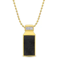Julianna B Yellow Plated Sterling Silver Carbon Fibre Created Sapphire Pendant