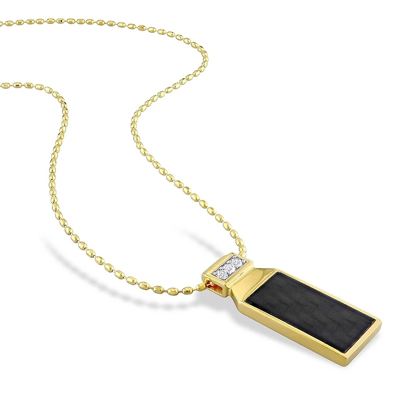 Julianna B Yellow Plated Sterling Silver Carbon Fibre Created Sapphire Pendant