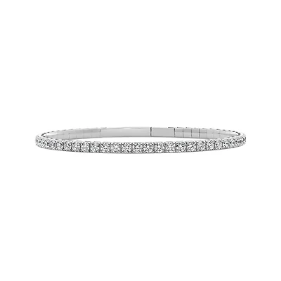 New Brilliance 3.00CTW Lab Grown Diamond Flexible Bangle in 10K White Gold