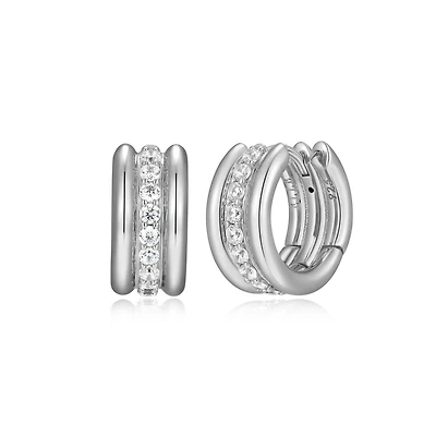 Elle "Goddess" Cubic Zirconia 3-Row Hoop Earrings