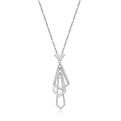 Elle "Art Deco" Cubic Zirconia Cable 16+3" Necklace