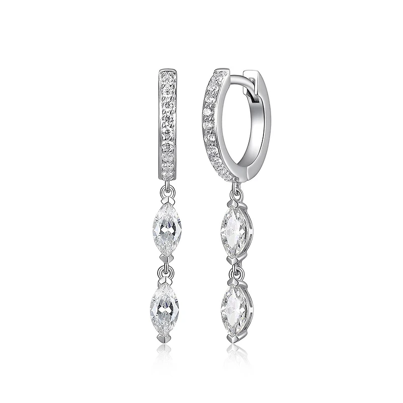 Reign Marquise Cubic Zirconia Huggies Drop Earrings