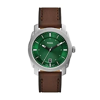 Fossil Men's Machine Three-Hand Date Brown Leather Watch